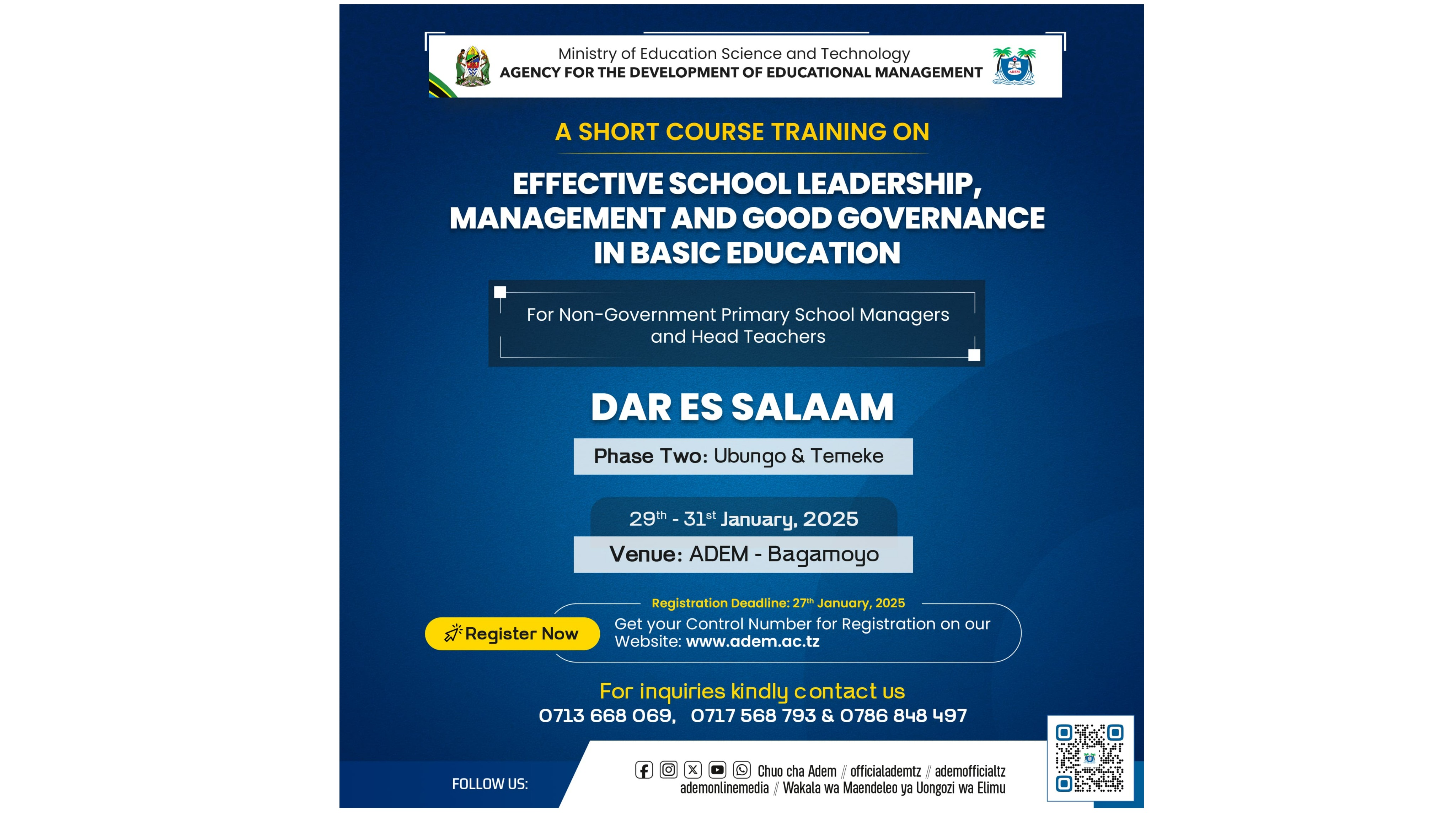 TRAINING ON EFFECTIVE SCHOOL LEADERSHIP AND MANAGEMENT FOR PRIMARY SCHOOL MANAGERS AND HEAD TEACHERS